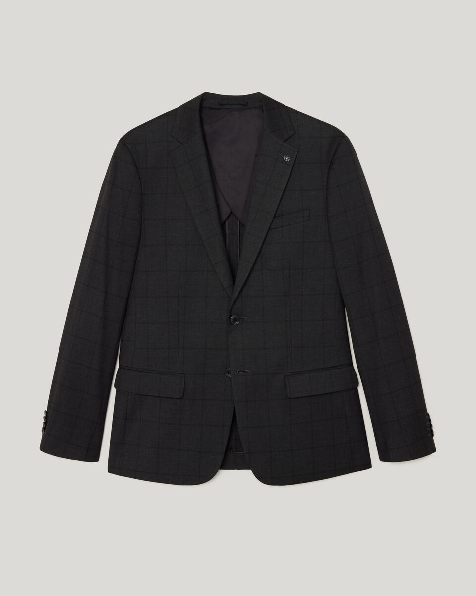 Windowpane Check Tailored Jacket, Charcoal, hi-res